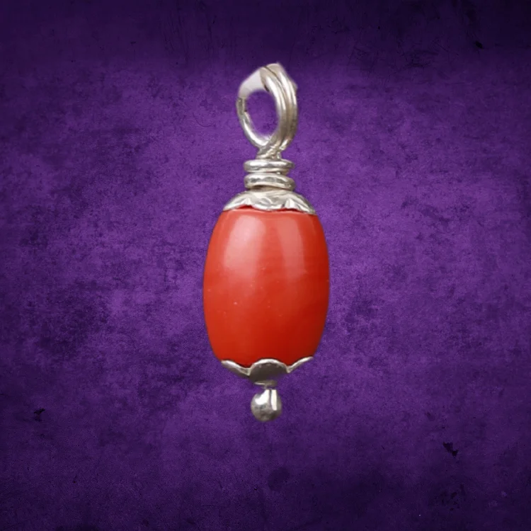 Coral Bead Locket made with Pure Silver (Pagadam)